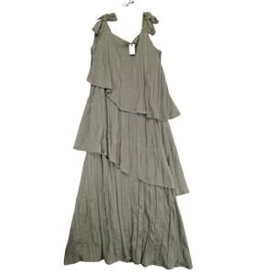 NWT Accent Prone Chiffon Asymmetrical Tiered Layered‎ Maxi Dress M Fairy Grunge